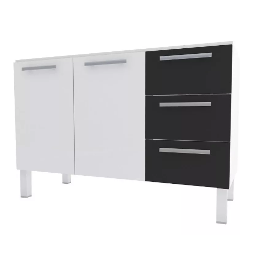 Gabinete para Cozinha em Aço Vênus Preto de 1,20m Cozimax